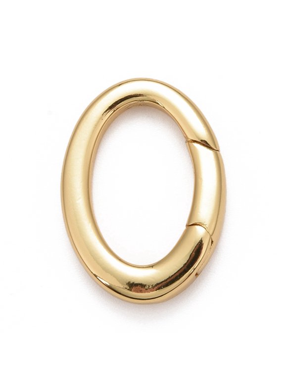 10pcs Rack Plating Brass Spring Gate Rings Cadmium Free & Nickel Free & Lead Free Long-Lasting Plated O Rings Real 18K golden Plated 18x13x3mm i9 Gauge nner diameter: 13x8mm