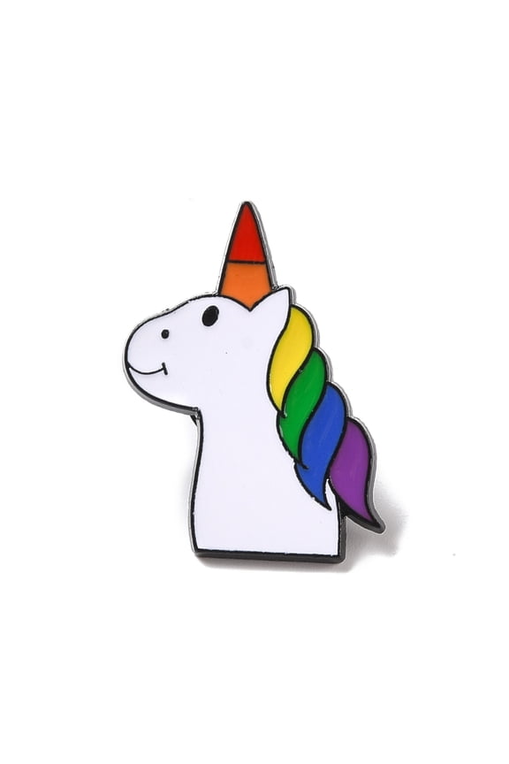 10pcs Rainbow Pride Enamel Pin Animal Alloy Badge for Backpack Clothing Electrophoresis Black Colorful 29x22x2mm Pin: 1mm