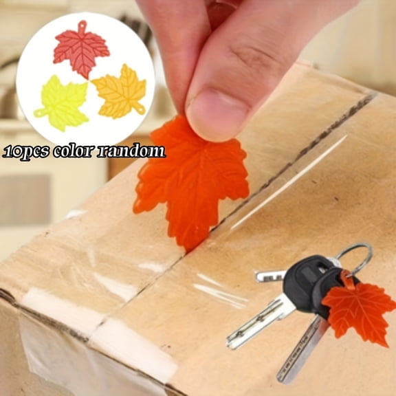 10pcs Random Color Portable Plastic Package Opener - Maple Leaf Shaped Easy-Open Knife for Opening Boxes and Packages, Keychain Pendant