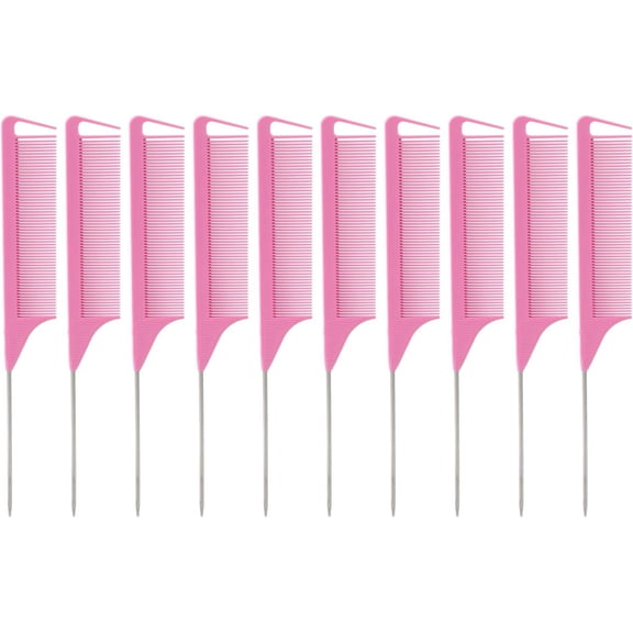 10pcs Rat Tail Combs, Fine Teeth Prevent Static Smoothing Handle Pointed Hair Parting Combs for Wet Hair, Dry Hair, Long Hair, Short Hair