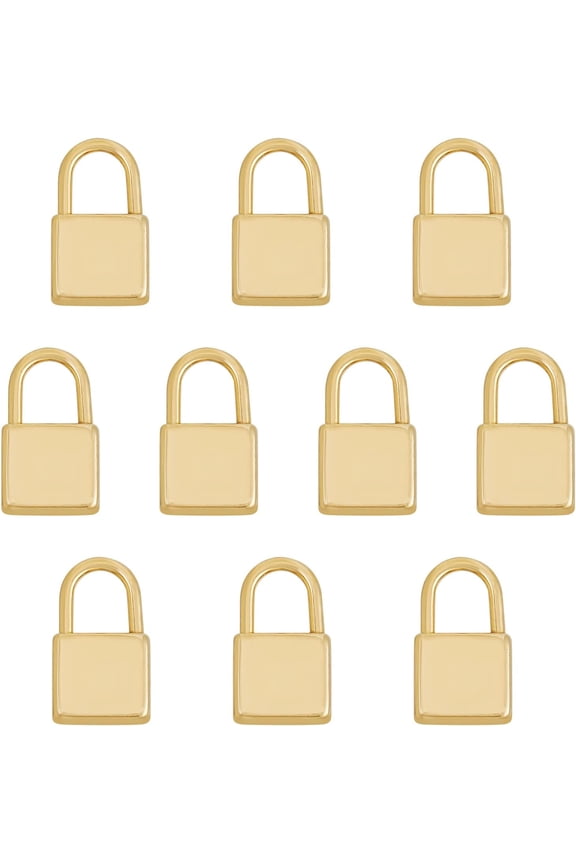 10pcs Real 18K Gold Plated 304 Stainless Steel Pendants Padlock Pendant DIY for Necklace Bracelets Jewelry Making 18x10x4mm