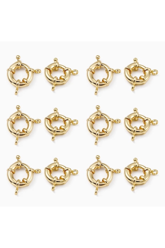 10pcs Real Gold Plated Metal Spring Ring Clasps Round Close Ring Clasp Findings for DIY Necklaces Anklets Jewelry Making 17x6x4mmDIY