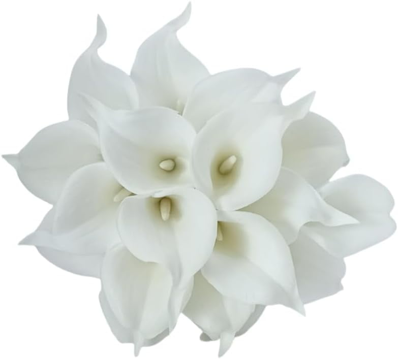 10pcs Real Touch Artificial Calla Lily Flowers for Decoration, Outdoor Wedding Bouquets, Lifelike Faux Flowers for Home, Garden, Party, and Event Decor (Yellow)