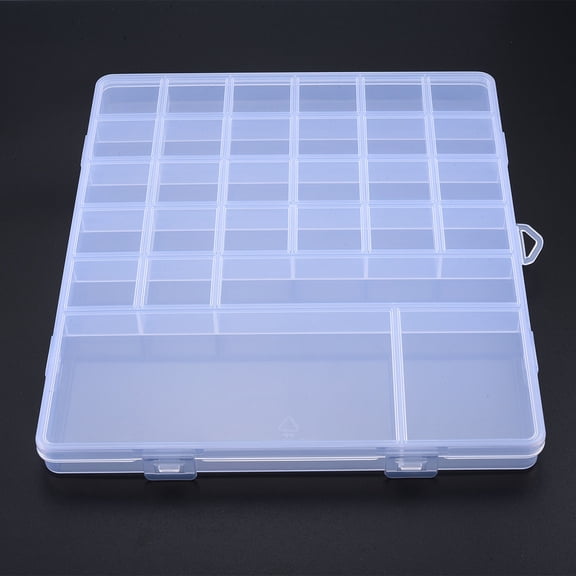 10pcs Rectangle Polypropylene(PP) Bead Storage Container with Hinged Lid and 29 Compartments for Jewelry Small Accessories Clear 23x19x1.8cm