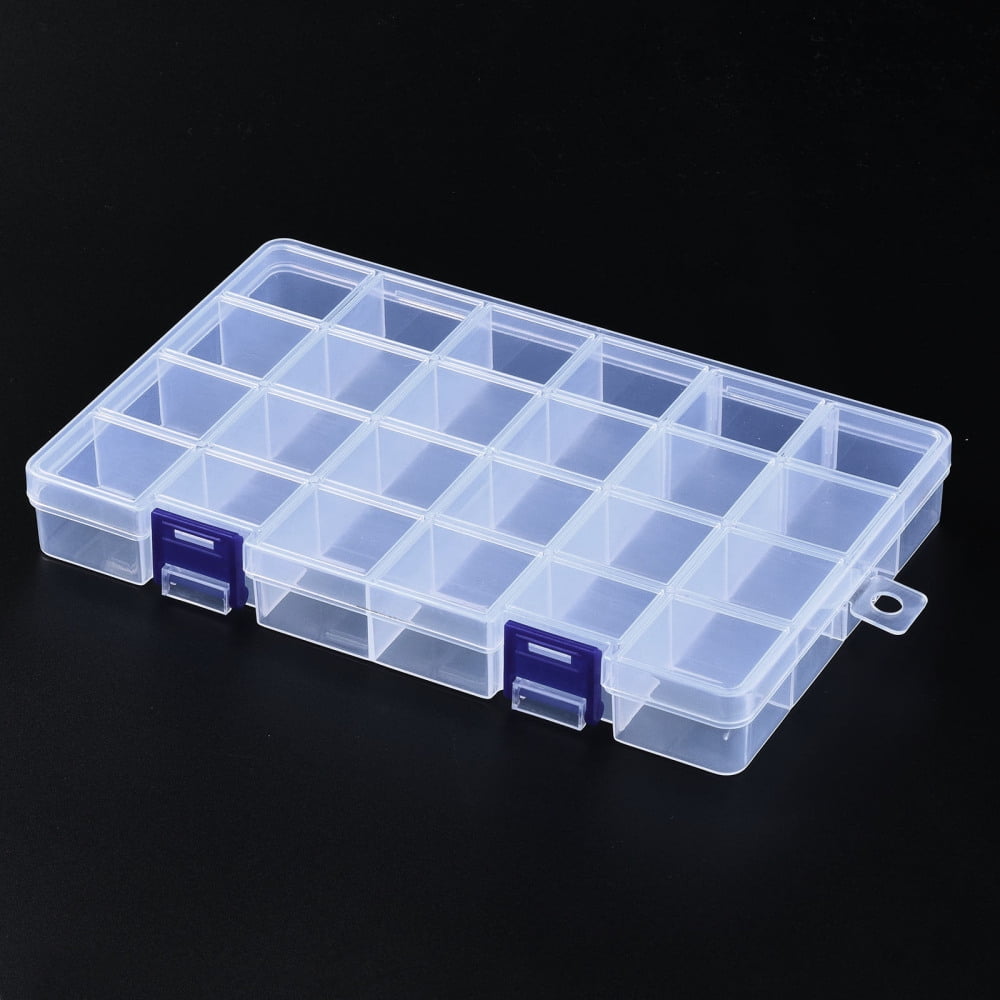 10pcs Rectangle Polypropylene(PP) Bead Storage Containers 24 Compartment Organizer boxes with Hinged Lid for Jewelry Small Accessories Clear 21.7x13.5x2.8cm Hole: 8mm compartment: 34x32mm
