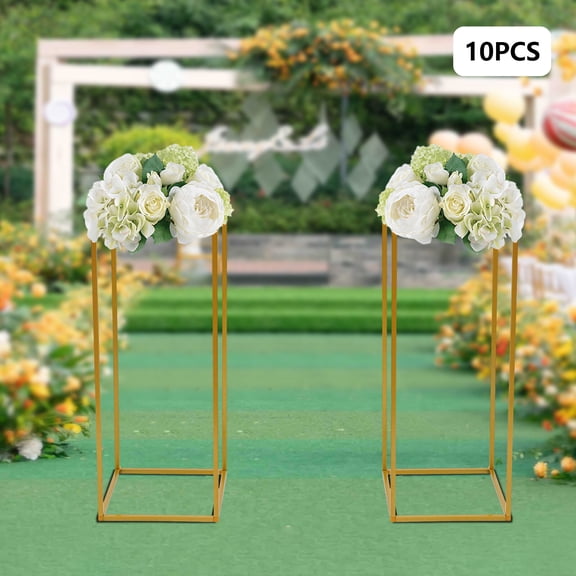 10pcs Rectangular Wedding Flower Stand Metal Vase Stand Floor Metal Column, Table Flower Stands for Home Event Party Wedding Decoration Flower Display Rack(9.44*9.44*23.62inch)