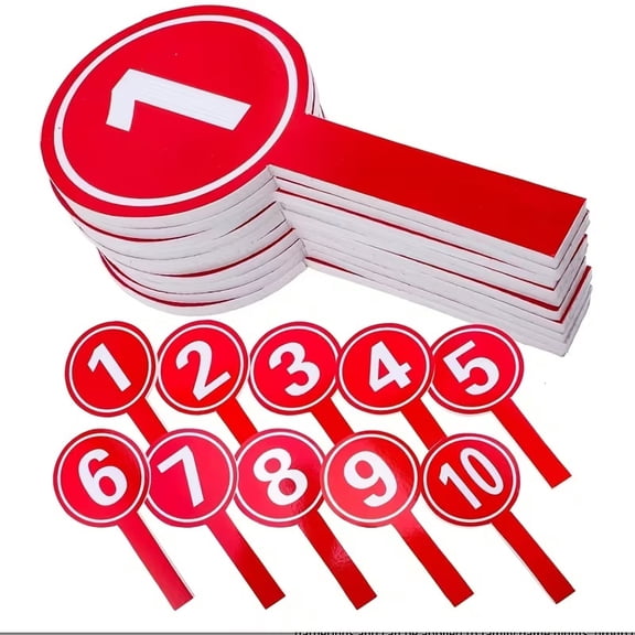 10pcs Red Foam Number Score Paddles - Lightweight Handheld Voting Scoreboards for Sports Events