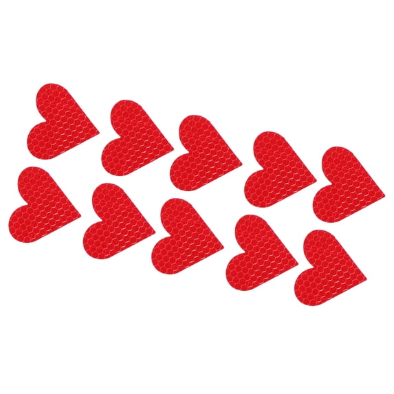 10pcs Reflective Stickers Heart Shape Safety Tape Reflector Universal for Cars Waterproof PET Red