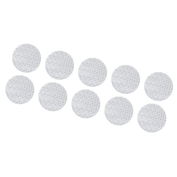 10 Pcs Reflective Stickers, 1.97" OD Round Shape Safety Tape Reflector Universal for Cars Trucks Trailers Waterproof PET White
