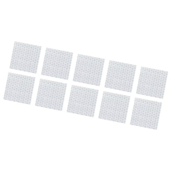 10pcs Reflective Stickers Square Shape Safety Tape Reflector Universal for Cars Waterproof PET White