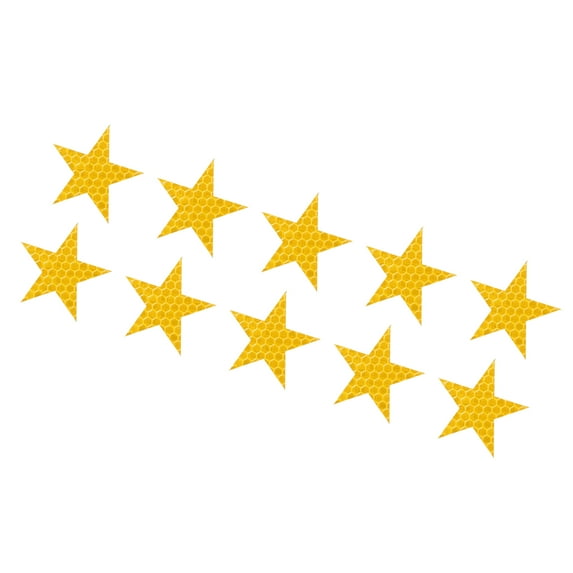 10 Pcs Reflective Stickers, 1.97"x1.89" Star Shape Safety Tape Reflector Universal for Cars Trucks Trailers Waterproof PET Yellow