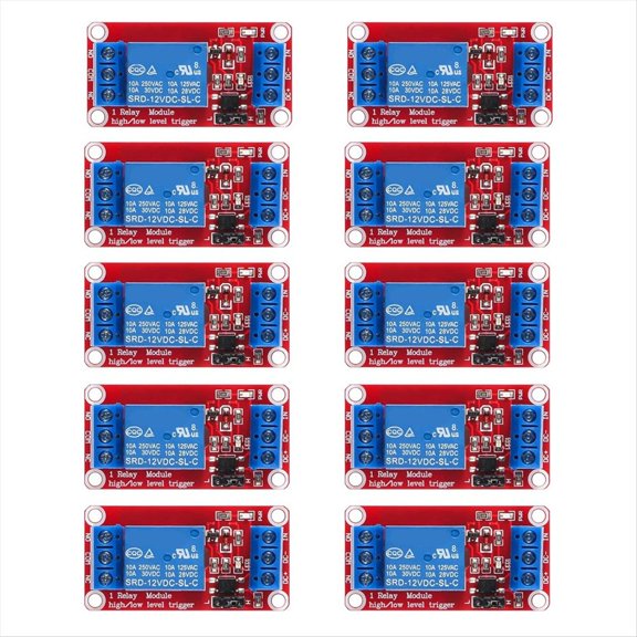 10pcs Relay Module DC 12V Board 1 Channel with Optocoupler Isolation Support High or Low Level