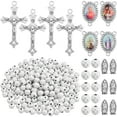 thumbnail image 1 of 10pcs Religious Cross Charms, 10pcs Oval Virgin Mary Figure Pendant Links, 200pcs Silver White Cross Spacer Beads, 50pcs Silver Rosary Holy Beads for DIY Necklace Bracelet Jewelry Making, 1 of 7