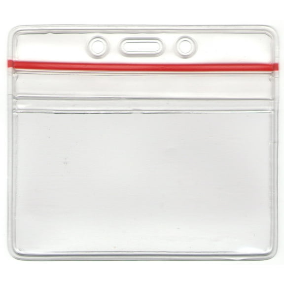 10pcs - Resealable Zip Lock Horizontal Clear Vinyl ID Badge Holder Name Badges Water Resistant