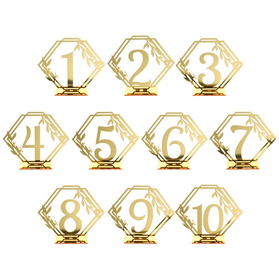 10pcs Reserved Sign Hexagonal Number 1-10 Pattern Seating Table Sign for Banquet
