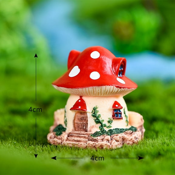 10pcs Resin Miniature Mini Mushroom House Home Micro Landscape Decorations for Fairy Garden Dollhouse Accessories Pretending Prop Decorations Red 40x40mm
