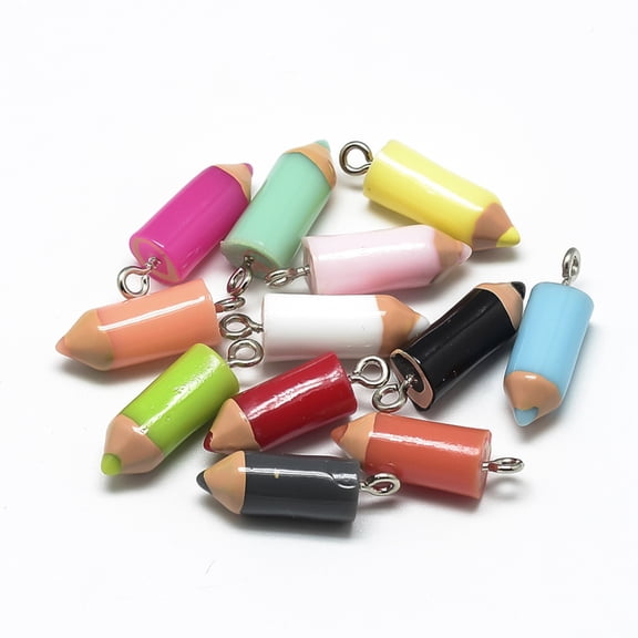 10pcs Resin Pendants for DIY Jewelry Making with Iron Findings for DIY Jewelry Making and Crafting Crayon Mixed color 23~25x7.5mm Hole: 1.8mm