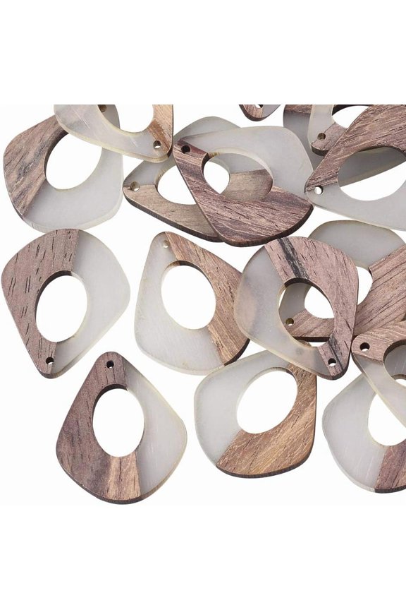 10pcs Resin Wooden Earring Pendants Diamond Vintage Resin Wood Statement Jewelry Findings for Necklace and Earring Making - Clear diy