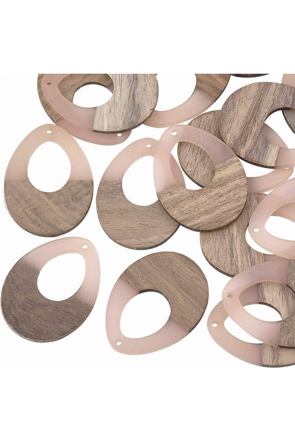 10pcs Resin Wooden Earring Pendants Drop Vintage Resin Wood Statement Jewelry Findings for Necklace and Earring Making - Clear Champagne Making DIY