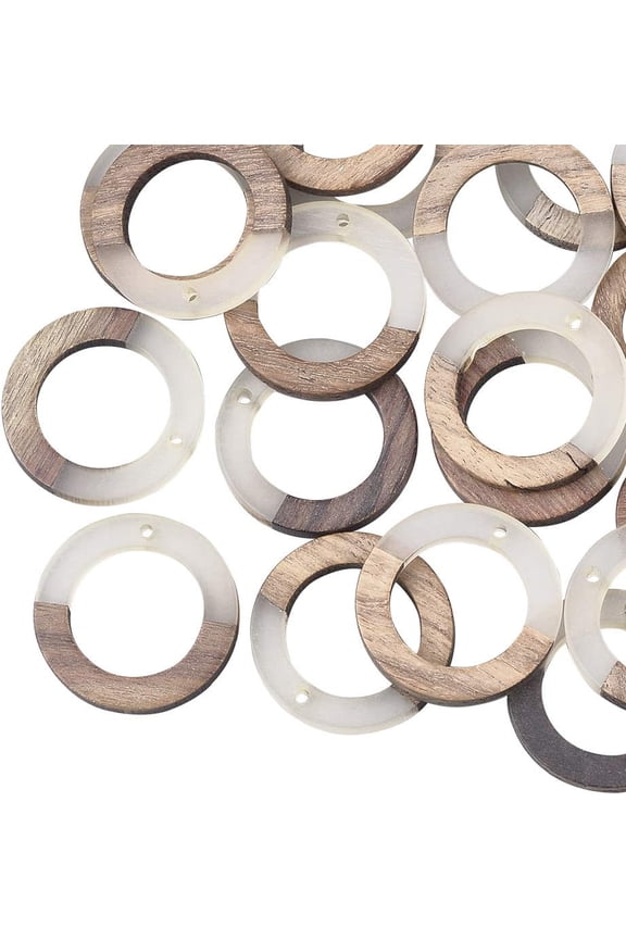 10pcs Resin Wooden Earring Pendants Ring Vintage Resin Wood Statement Jewelry Findings for Necklace and Earring Making - Clear White DIY