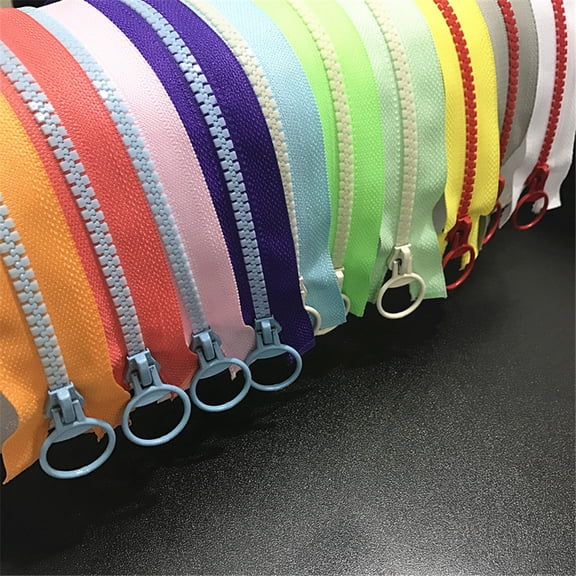 10pcs Resin Zippers with #5 Lifting Ring Pulls 12inch Open-end for Sewing, Nylon Plastic Bulk Zippers for DIY Tailor Sewing Craft Bags Garment Clothing, Mixed 10 Color