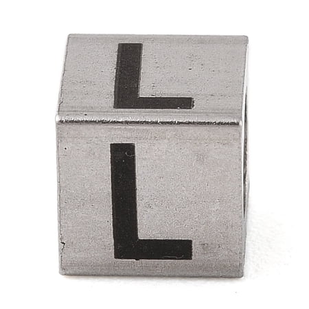 10pcs Resistant 201 Stainless Steel European Beads Cube with English Letter Stainless Steel Color Letter L 7x7x7mm Hole: 5mm