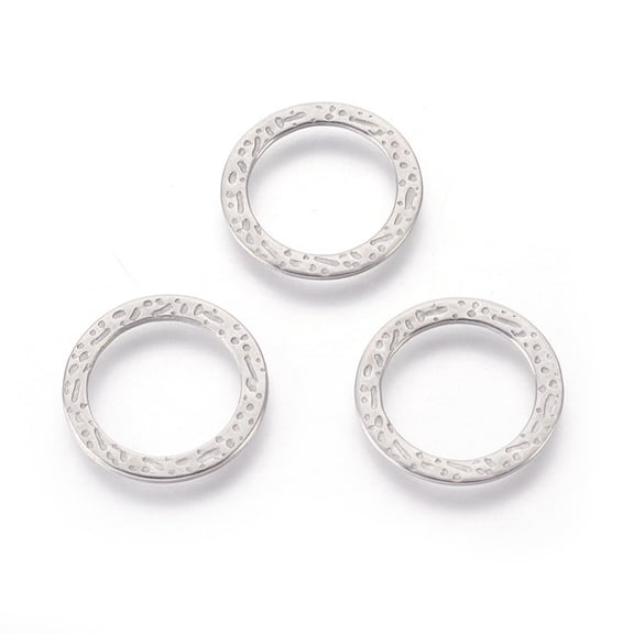 10pcs Resistant 304 Stainless Steel Linking Rings Ring Bumpy Stainless Steel color 15x0.8mm Inner Diameter: 11mm