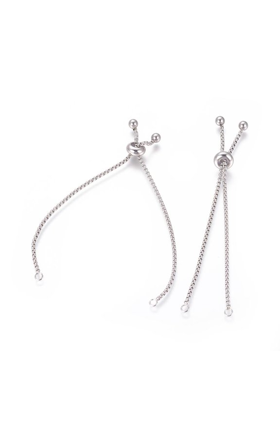 10pcs Resistant Adjustable 304 Stainless Steel Bracelet Making Slider Bracelets Stainless Steel Color 9 inch(23cm)