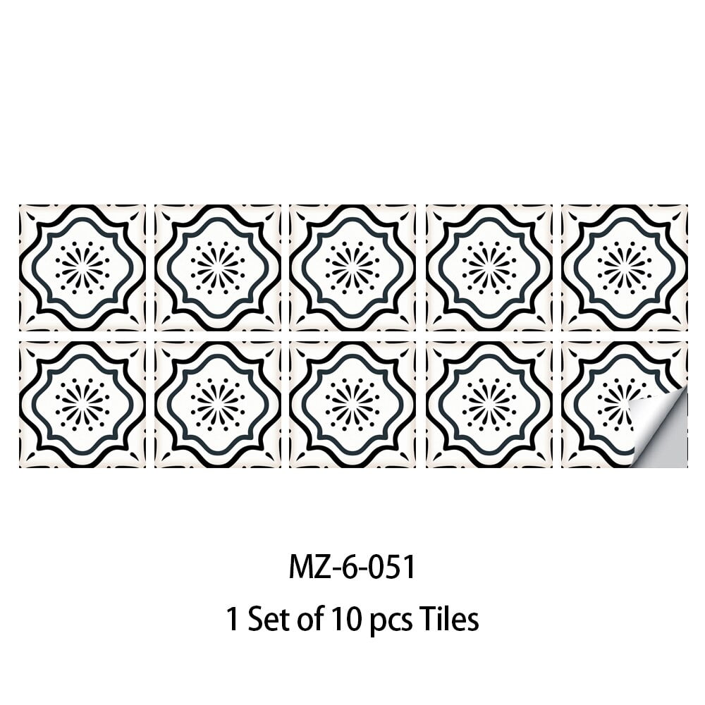 10pcs Retro Pattern Matte Surface Tiles Sticker Transfers Covers for