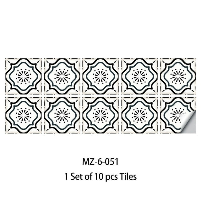 10pcs Retro Pattern Matte Surface Tiles Sticker Transfers Covers for