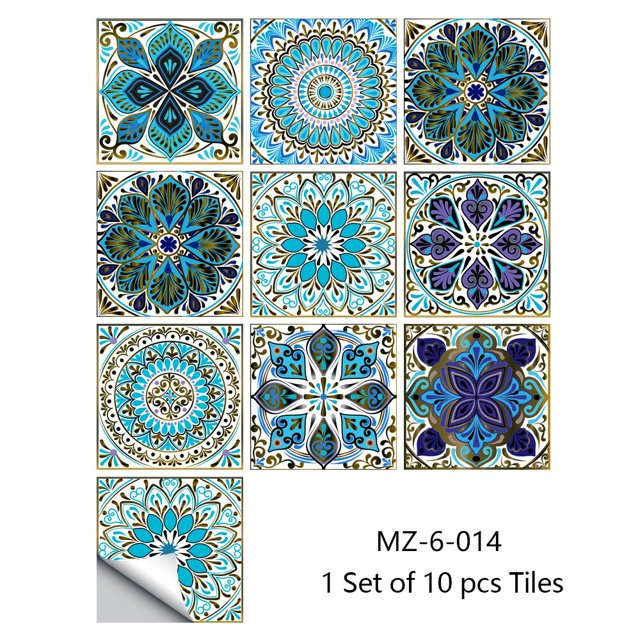10pcs Retro Pattern Matte Surface Tiles Sticker Transfers Covers for