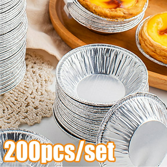 Cheers.US 200Pcs Egg Tart Molds, Mini Tart Pan for Baking, Aluminum Tins Mould for Tart Shells, Pie, Cupcakes, Mini Cake, Pudding, Jello, Muffin and Chocolate