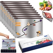 10pcs Reusable Aluminum Foil Sealable Storage Bags, New Resealable Vacuum Zipper Pouches for Food, Stand Up Foil Sealable Bags with Label and Zip Lock for Vegetable Fruit Meat