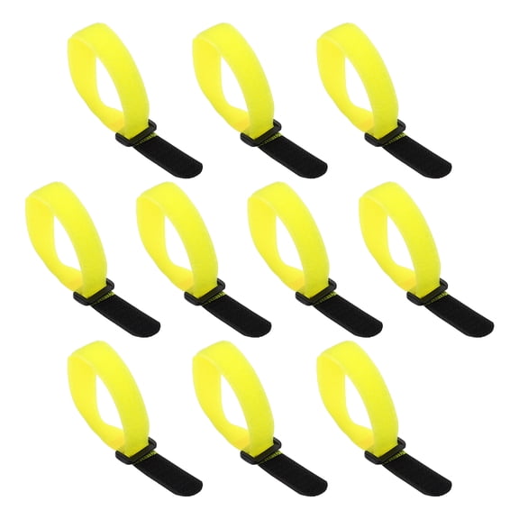 10pcs Reusable Cinch Straps 0.8"x10" Hook and Loop Cable Securing Straps, Yellow