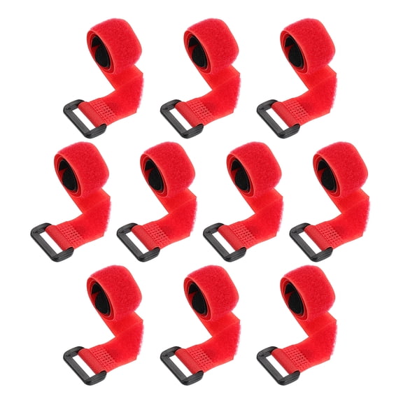 10pcs Reusable Cinch Straps 0.8"x12" Hook and Loop Cable Securing Straps, Red