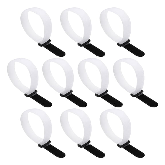 10pcs Reusable Cinch Straps 0.8"x12" Hook and Loop Cable Securing Straps, White