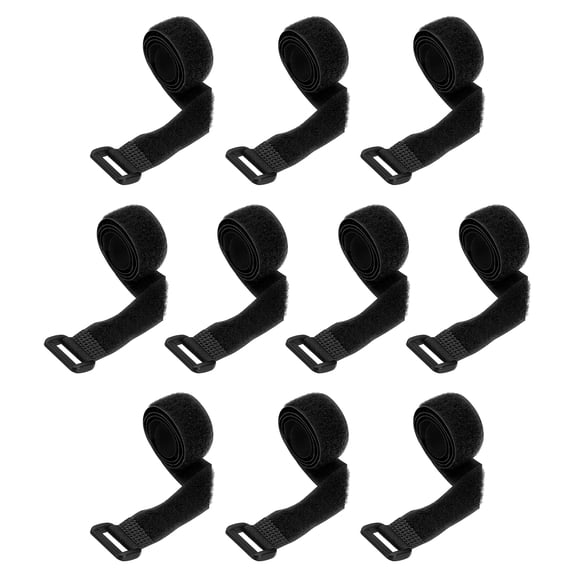 10pcs Reusable Cinch Straps 0.8"x18" Hook and Loop Cable Securing Straps, Black
