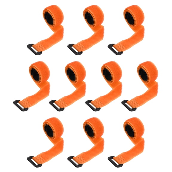10pcs Reusable Cinch Straps 0.8"x18" Hook and Loop Cable Securing Straps, Orange