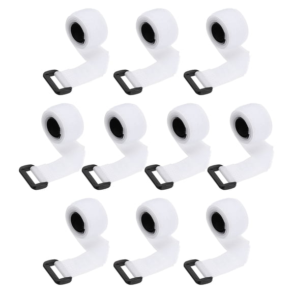 10pcs Reusable Cinch Straps 0.8"x18" Hook and Loop Cable Securing Straps, White