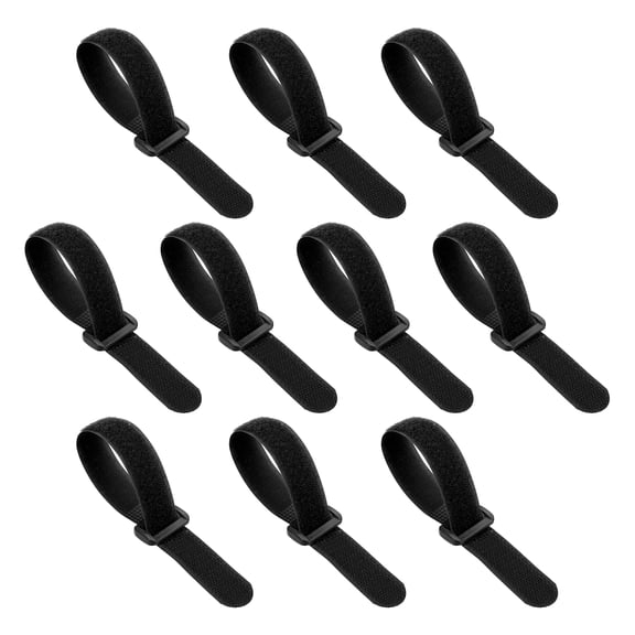 10pcs Reusable Cinch Straps 0.8"x8" Hook and Loop Cable Securing Straps, Black