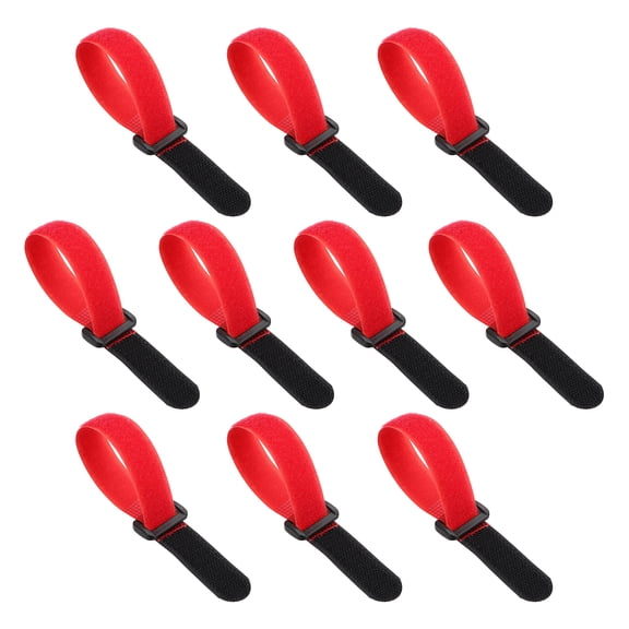 10pcs Reusable Cinch Straps 0.8"x8" Hook and Loop Cable Securing Straps, Red
