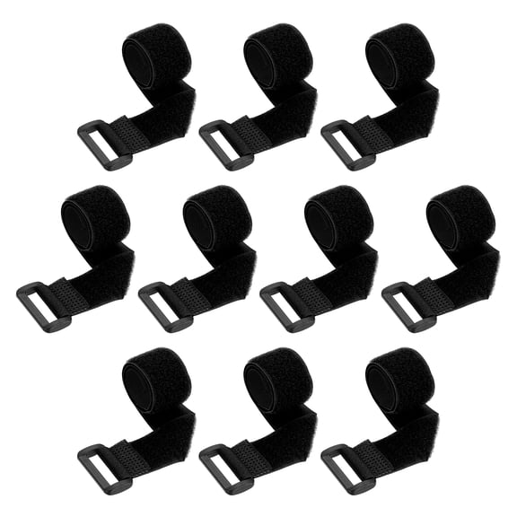 10pcs Reusable Cinch Straps 1"x12" Hook and Loop Cable Securing Straps, Black