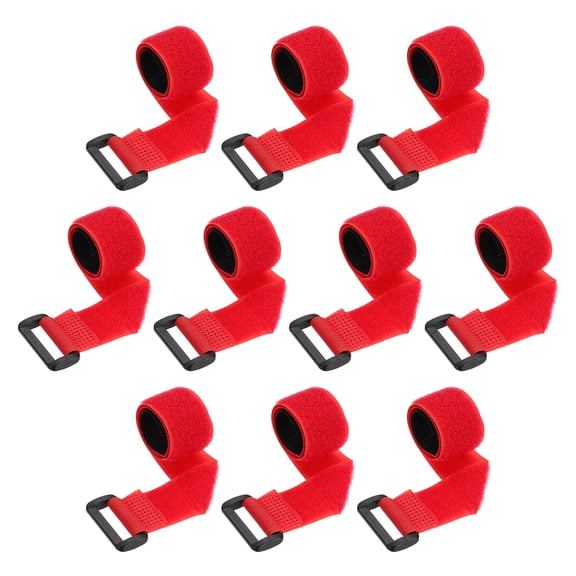 10pcs Reusable Cinch Straps 1"x12" Hook and Loop Cable Securing Straps, Red