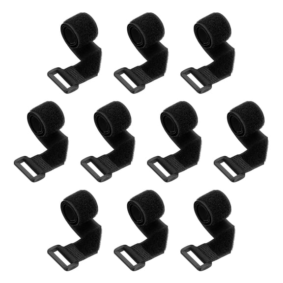 10pcs Reusable Cinch Straps 1"x14" Hook and Loop Cable Securing Straps, Black