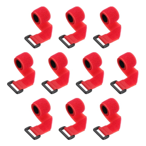 10pcs Reusable Cinch Straps 1"x14" Hook and Loop Cable Securing Straps, Red