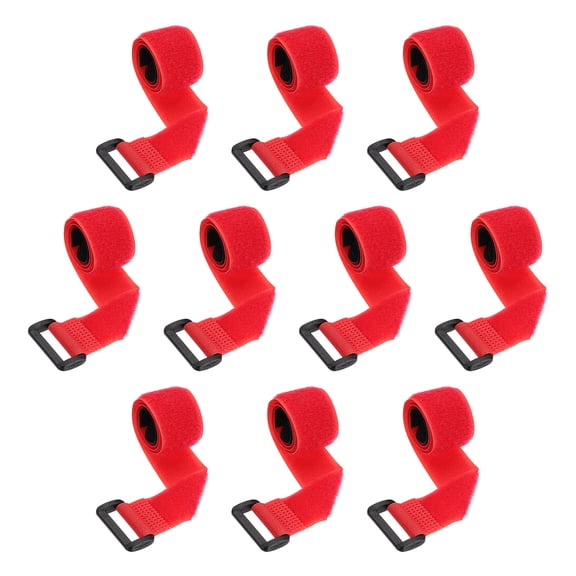 10pcs Reusable Cinch Straps 1"x16" Hook and Loop Cable Securing Straps, Red