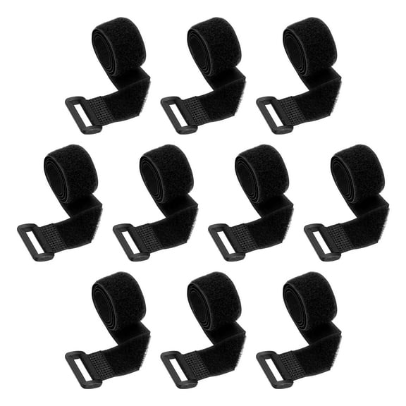 10pcs Reusable Cinch Straps 1"x18" Hook and Loop Cable Securing Straps, Black