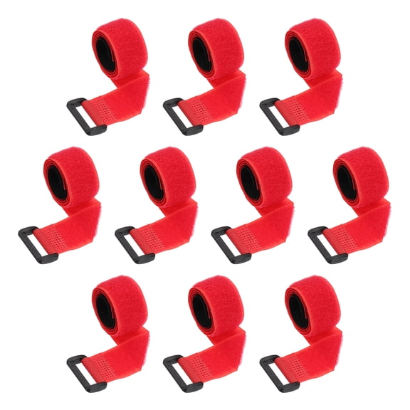 10pcs Reusable Cinch Straps 1"x20" Hook and Loop Cable Securing Straps, Red