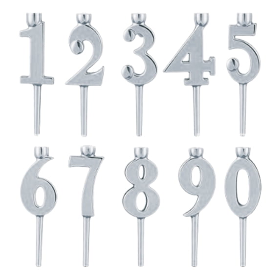 10pcs Reusable Number Birthday Candle Holder Set, Metal Number Candle Holders for Birthday Cakes, Digital Cake Topper Decorations for Birthdays Party Anniversaries Celebrations