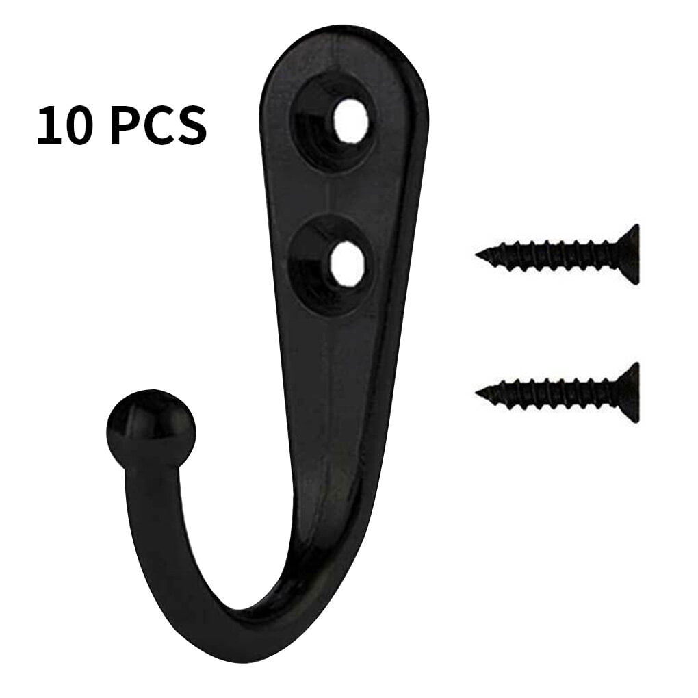 10pcs Robe Hook Bedroom Bathroom Metal Hanger Hat Clothes Pants Wall